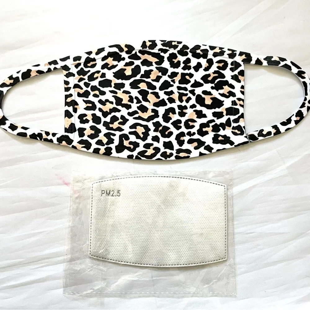 Youth leopard print face mask with removable filter